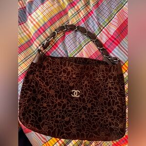 Chanel Burgundy Floral Shoulder Bag